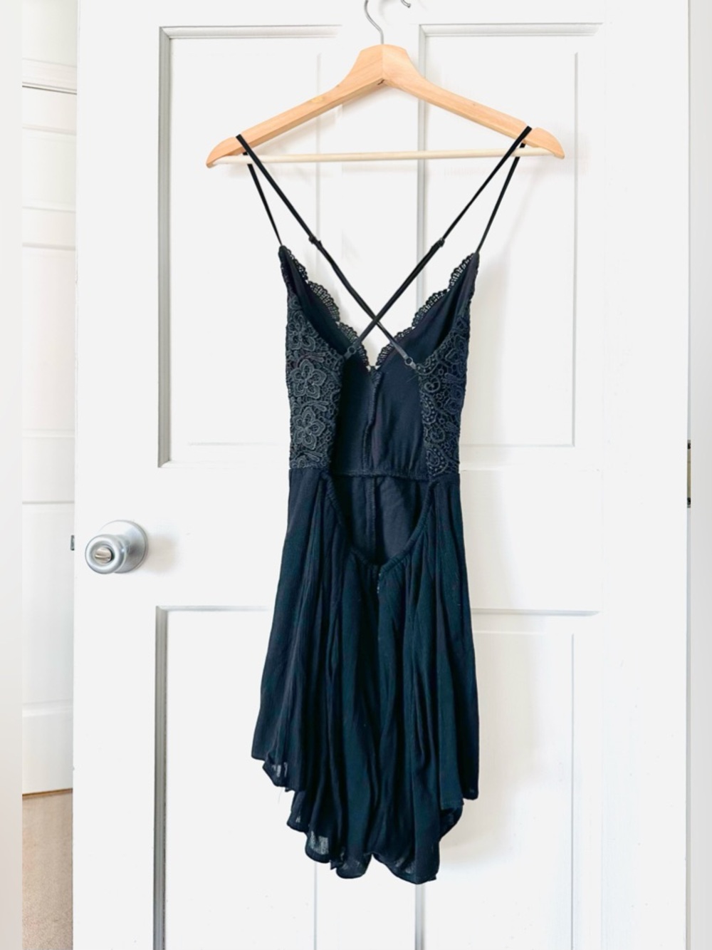 Lulu’s Star Spangled Black Backless Lace Romper Mini Dress Size S - Picture 7 of 16